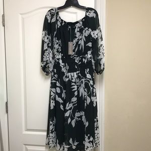 Beautiful dark green and white dress